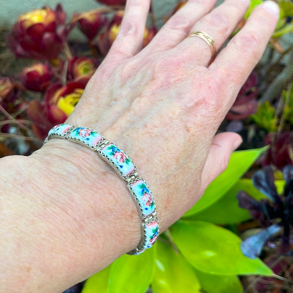 Vintage 70’s silver/enamel handmade in Russia bracelet